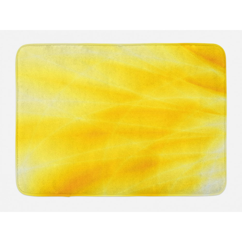 Yellow Bath Mat, Abstract Vibrant Summer Sun Inspired with Different