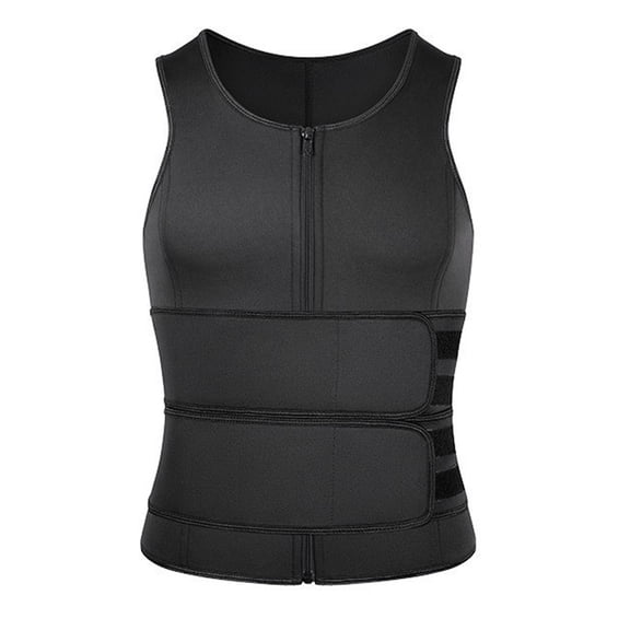 HJQEQVD Men's Sauna Vest with Adjustable Waist Trim Strap Neoprene Sports Men's Waist Trainer (Black) for Outdoor Supplies Black