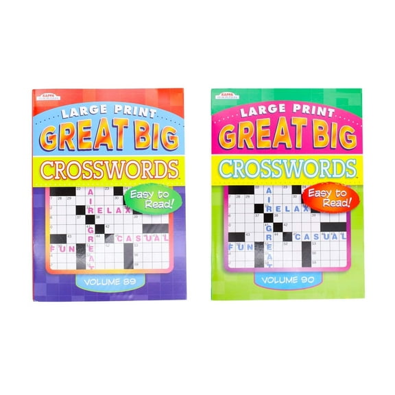 Travel Puzzle Books (2 Pack) Large Print Great Big Crosswords Vol. 89 and 90