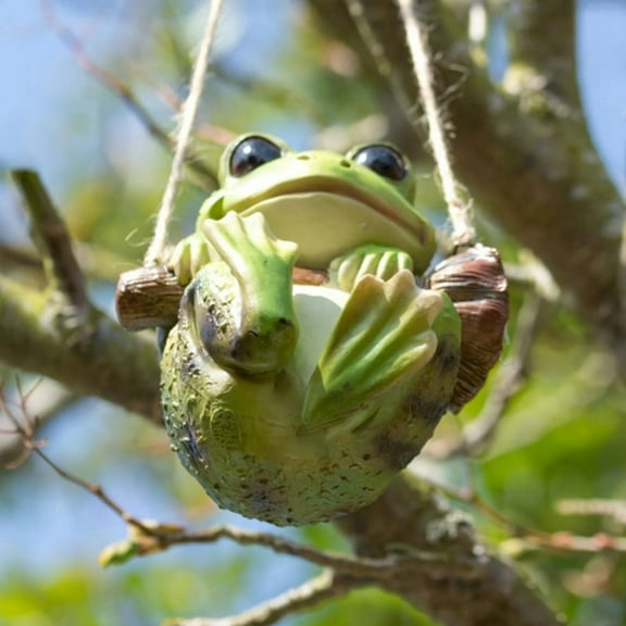 Swinging Resin Frog Craft Garden Animal Statue Ornament Decoration