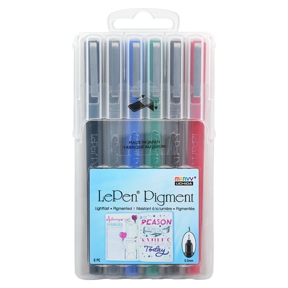Marvy Uchida LePen Pigment Pens - Primary Colors, Set of 6