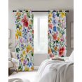 thumbnail image 3 of Flower Floral Blackout Curtains, Light Blocking Print Window Curtains, Colored Watercolor Spring Plant Leaf Thermal Insulated Window Drapes for Living Room Kitchen Cafe 2 Panels, 84"W x 84"L, 3 of 9