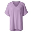 thumbnail image 5 of Womens Plus Size Clearance,Women's Casual Comfort V-Neck Solid Loose Fit Short Sleeve T-Shirt Tops, 5 of 7