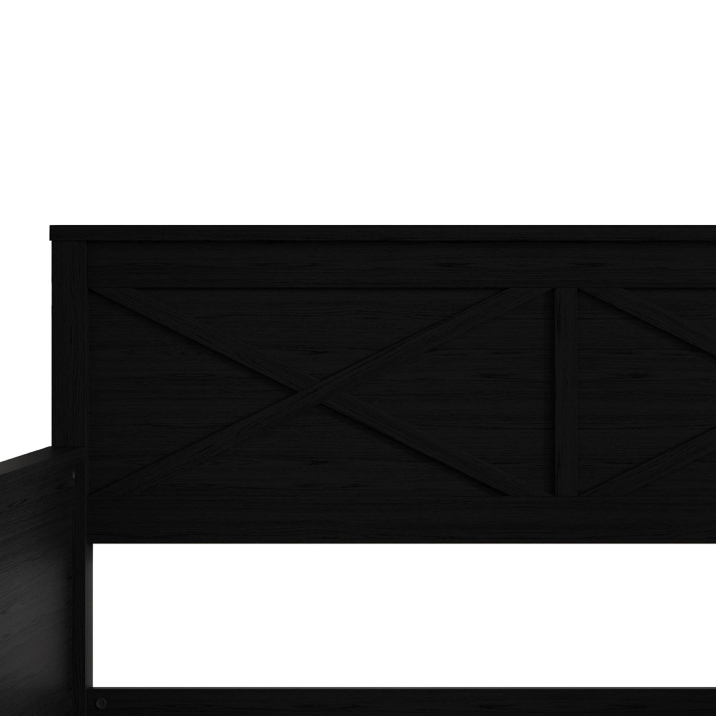 Home Design Minot Twin Solid Wood Daybed with Pull-out Trundle, Black