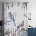 thumbnail image 5 of Blue Christmas Bird, Semi Sheer Curtains Drapes for Living Room, Bedroom, French Doors Window 54 Inches Long, Winter Berry Snowy Pine Cones Rod Pocket Chiffon Curtain Drapery Voile Draperies Panel, 5 of 6