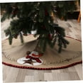 thumbnail image 5 of Tineasur Linen Christmas Tree Skirt Light Brown with Snowman Design and Self-Adhesive Backing for Festive Holiday Decoration, 5 of 6