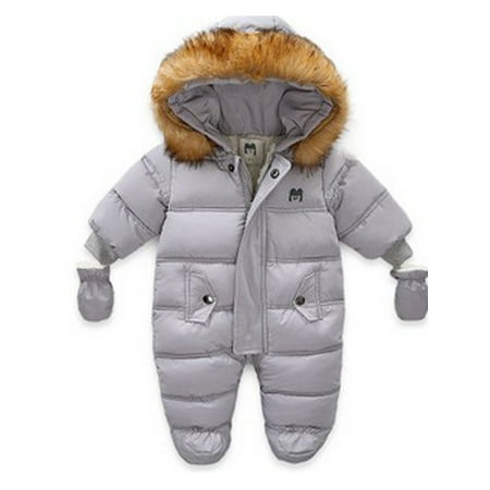 

Lajitongtong Baby Girls Boys Winter Romper Jumpsuit Hooded Jacket Outerwear