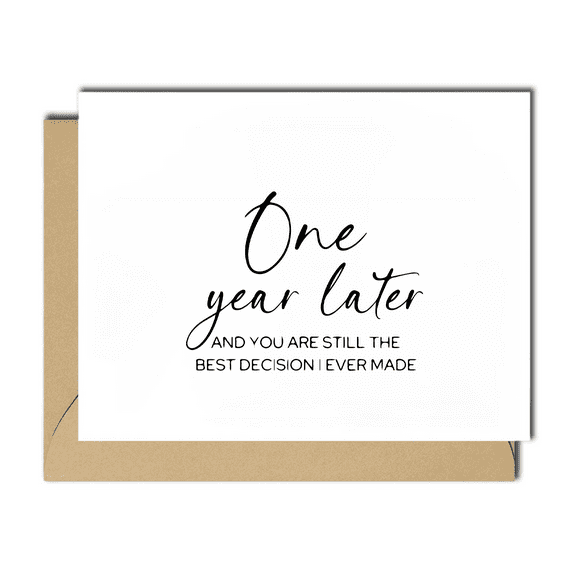 One Year Later Card – Romantic Keepsake – Perfect for Anniversary, Love Notes, or Special Occasions – Blank Inside with Envelope Included
