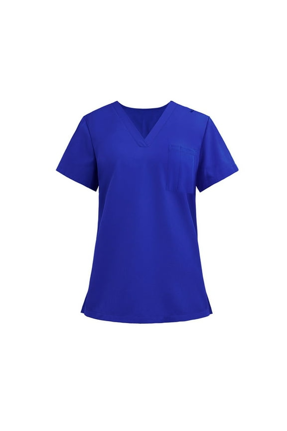 Scrubs For Women Tops, Ladies' Lightweight Solid Color V Neck Pocket Side Slit Short Sleeved T Shirt Tops Women Tank Tops Fourth Shirts Top Pride Outfits Shirt Tops (XXL, Blue) ZMTing