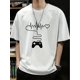 thumbnail image 1 of Camiseta para hombre con estampado de mando de juego y latidos, cuello redondo y manga corta, estilo informal y elegante para uso diario y urbano en verano., 1 of 6