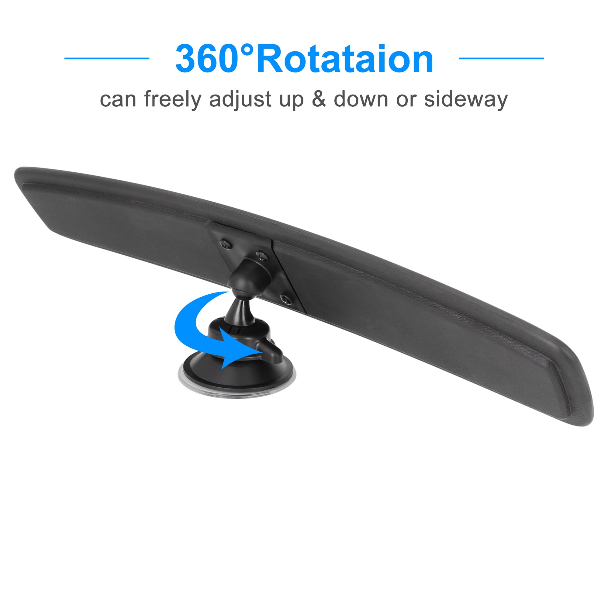Unique Bargains Car Panoramic Rearview Mirror Wide Angle Interior Mirror with Suction Cup