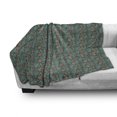 thumbnail image 3 of Brown and Blue Soft Flannel Fleece Throw Blanket, Abstract Flyaway Leaves with Curly Details Retro, Cozy Plush for Indoor and Outdoor Use, 50" x 60", Turquoise Umber, by Ambesonne, 3 of 6