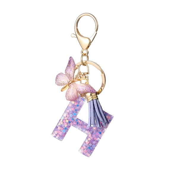 DESIGNICE Alphabet Initial Letter Keychain for Women - Personalized Tassel Butterfly Pendant Key Ring for Purse Handbags Girls Gifts (A-Z)