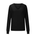 thumbnail image 6 of WTXUE Women's V-Neck Tunic Sweater with Pockets Soft Knitted Pullover Long Sleeve Lightweight Knit Pullover Tops Business Casual Sweaters Fall Outfits Black L, 6 of 6