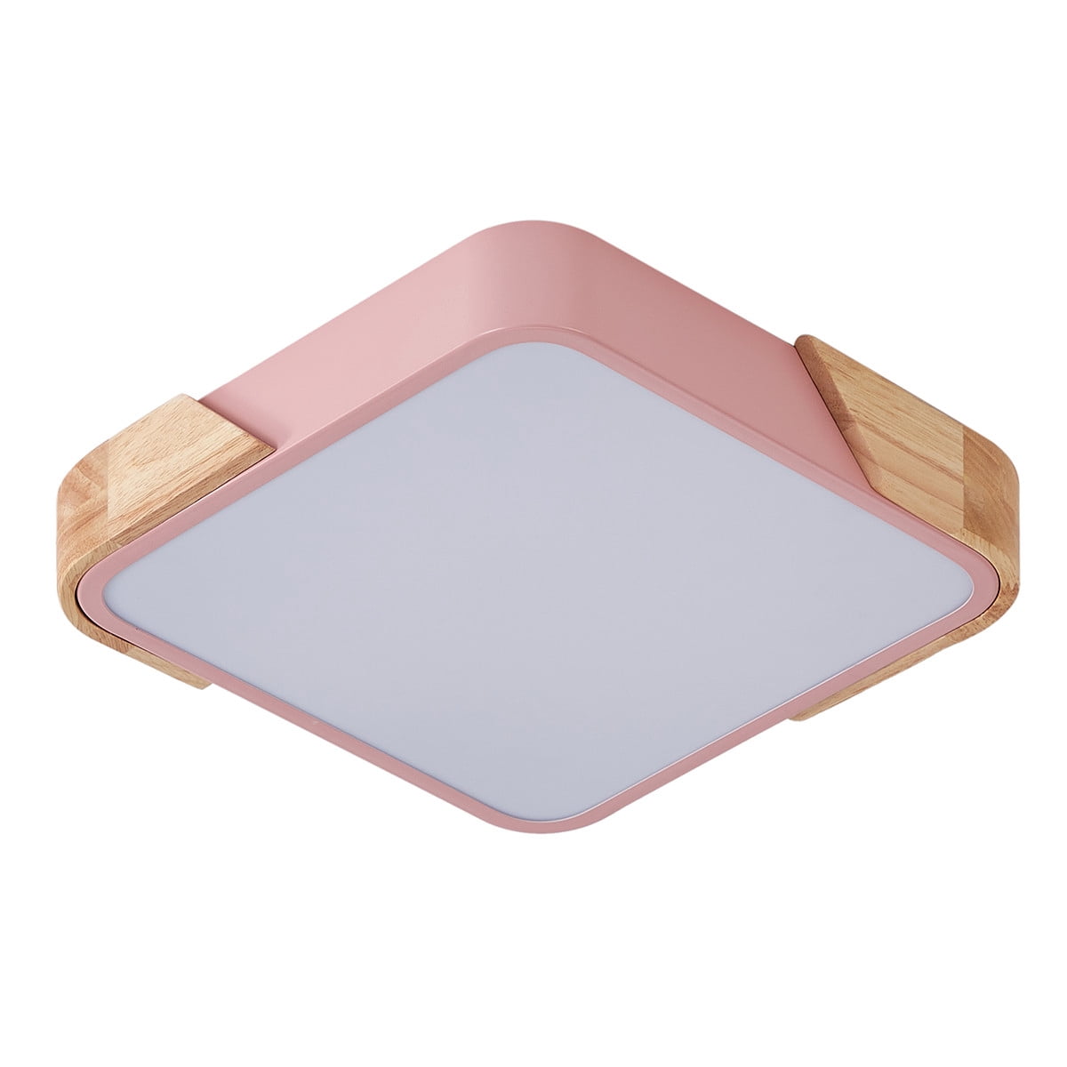 15.7 Inch Modern LED Ceiling Light, Contemporary Wood 36W Cold White Light Square Close to Ceiling Light Fixture for Living Room Bedroom Bathroom Kitchen