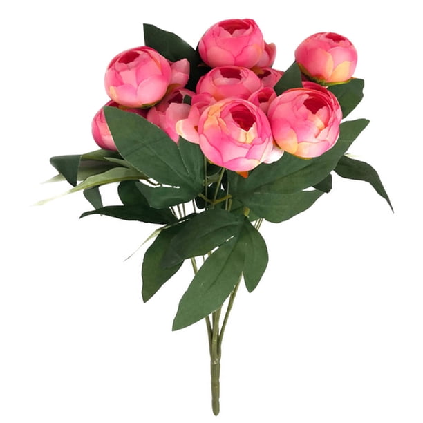 Brote de flor artificial Ramo Simulación Decoración floral Oficina en casa Adorno de flores falsas, Rosa oscuro, 15 cabezas Inevent HA8258-02B
