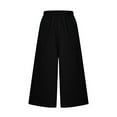 thumbnail image 5 of Odeerbi Cotton Linen Pants for Women 2025 Casual Solid Pants with Pokets Elastic Trousers Ankle Length Pants Black, 5 of 9