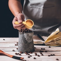 Wooden Coffee Scoop for Ground Beans & Tea | Long Handle Measuring Spoon for Kitchen & Travel | Beechwood Stirring Utensil for Coffee, Milk Powder, Oatmeal & Spices | 1-Piece Set