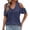 Navy, variant on Womens Summer Tops Clod Shoulder V-Neck Short Sleeve Blouses Pleated Loose Fitted Casual Tunic