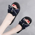 thumbnail image 5 of Babysbule Women's Slippers Clearance, Women Girls Bow Wedge Heel Non-slip Thick Heel Casual Slippers, 5 of 5