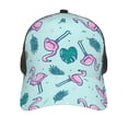 thumbnail image 3 of Baseball Cap Adjustable Fashion Snapback Unisex Mesh Trucker Hat, Colorful Flamingo Tropical Leaf, 3 of 7