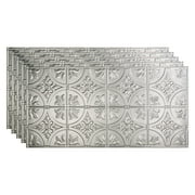 FASÄDE Traditional Style/Pattern 2 Decorative Vinyl 2ft x 4ft Glue Up Ceiling Panel in Brushed Aluminum (5 Pack)
