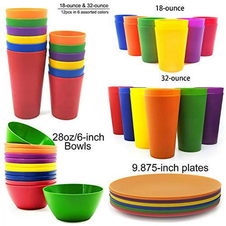 Plasvale - Set Biovita Colorful Plastic Bowls with Lids - 6 Pieces -  Microwave, Freezer and Dishwasher Safe - BPA Free (Multicolor)