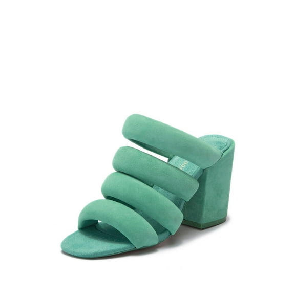 Kelsi Dagger Mell Shamrock Green Mule Band Heeled Open Toe Slip On Sandals (Shamrock, 5.5)