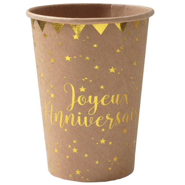 Elegant Kraft Paper Cups - Perfect for Chic Birthday & Anniversary Celebrations