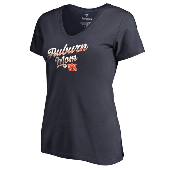 Women's Navy Auburn Tigers Team Mom V-Neck T-Shirt
