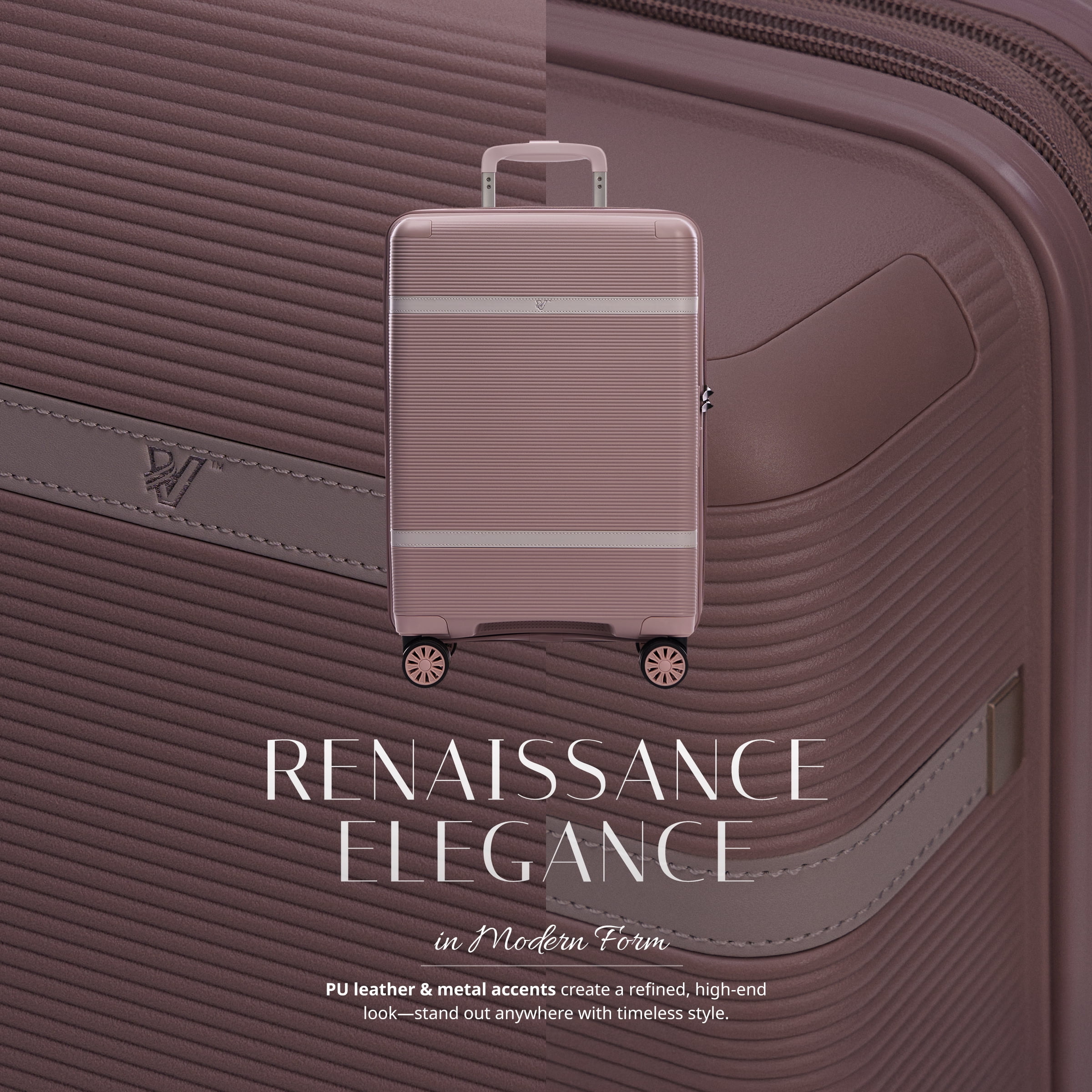 VERAGE Florence Hardside Carry-On Luggage with Spinner Wheels, Lightweight Expandable Suitcase with TSA Lock, Artist-Inspired Stylish Travel Luggage for Women, 20-Inch, Rose Blush