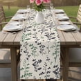 thumbnail image 4 of Green Grey Botanical Table Runner - 36 Inch Long Rustic Country Spring Floral Summer Leaf Cotton and Linen Blended Dress Scarves Farmhouse Table Runner for Kitchen Dining, Coffee Table, 13" x 36", 4 of 8