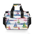 thumbnail image 7 of FORMRS Insulated Cooler Bag 24 Cans Capacity Soft Leakproof Lunch Box with Side Pockets, Hand Drawn Sailboats, 7 of 7