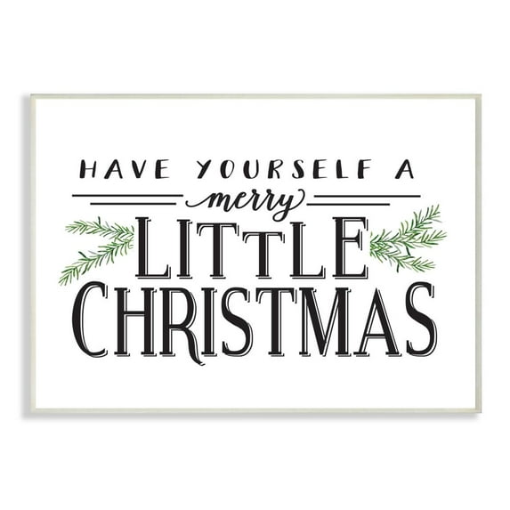 Stupell Industries A Merry Little Christmas Holiday Word Design Wood Wall Art By Artist Lettered and Lined