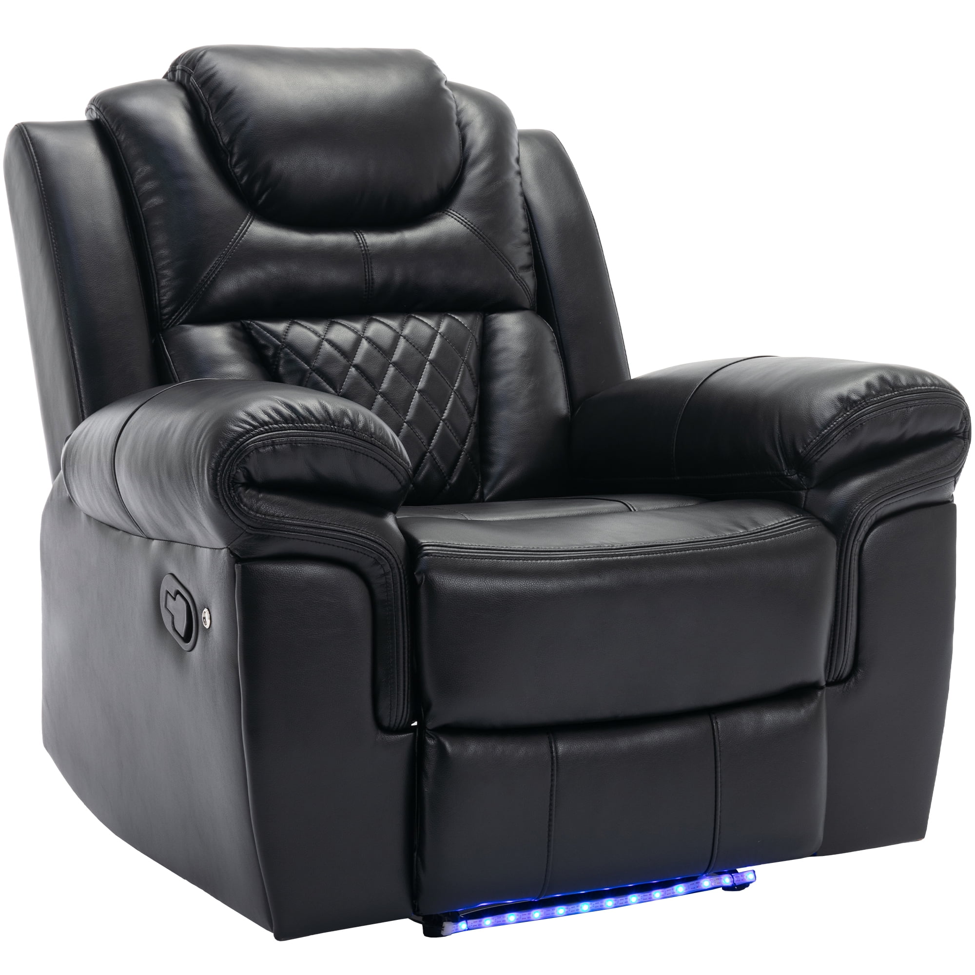Euroco Home Theater Seating Manual Recliner Chair with LED Light Strip for Living Room,Bedroom, Black