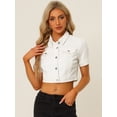 thumbnail image 4 of Chaqueta Corta Informal Para Mujer De Manga Corta Vaquera Blanco S, 4 of 6