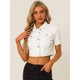 thumbnail image 4 of Chaqueta Corta Informal Para Mujer De Manga Corta Vaquera Blanco S, 4 of 6