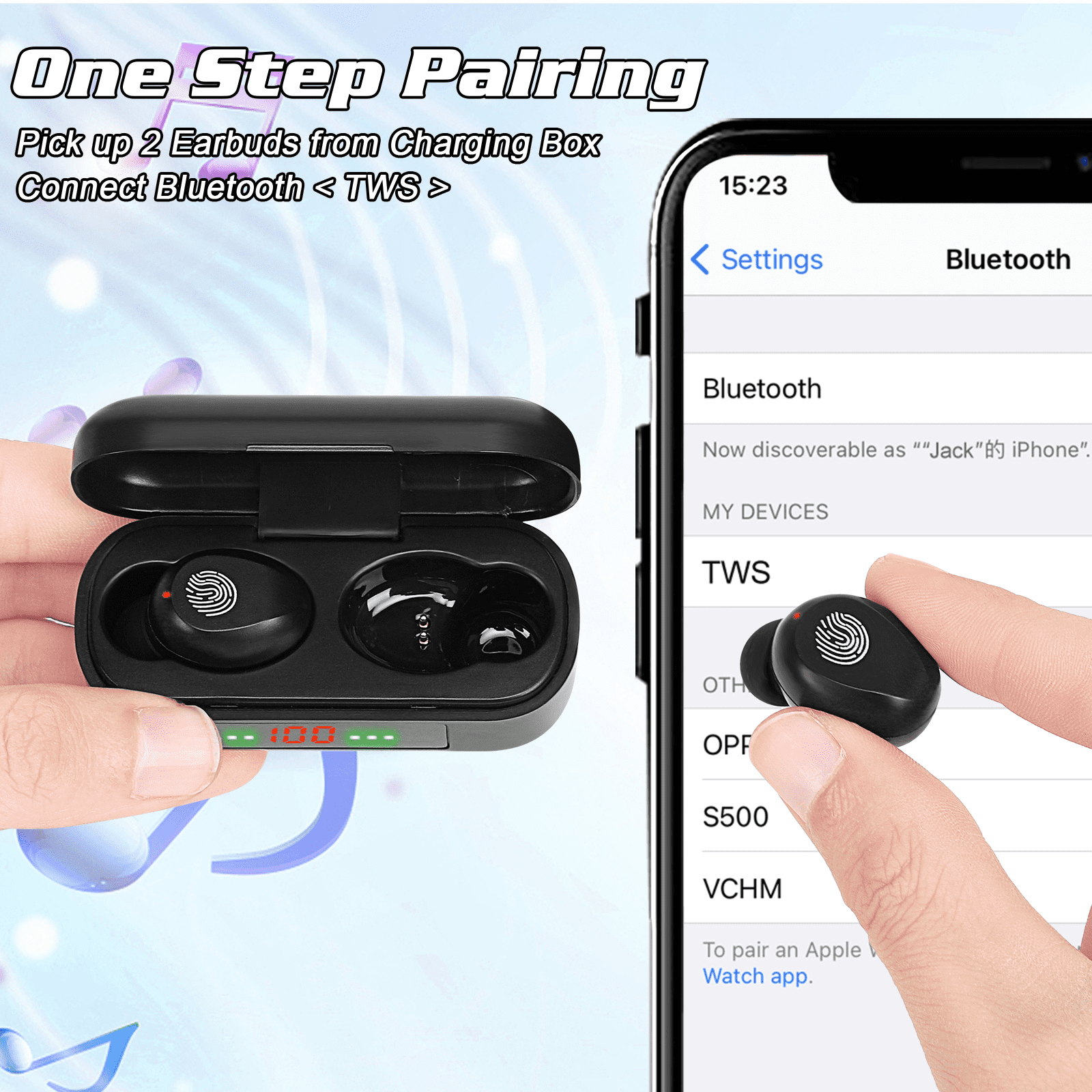Wireless Earbuds Bluetooth 5.0 Headphones with Digital LED Display Charging  Case Stereo Mini Earphones in Ear Headset Waterproof For vivo Y15 -  Walmart.com