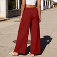thumbnail image 5 of Womens Pants Elastic Waist Straight Leg Solid Color Casual Pocket PantsWomens Pants Elastic Waist Straight Leg Solid Color Casual Pocket Pants, 5 of 7