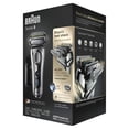 thumbnail image 5 of Maquinilla de afeitar eléctrica Braun para hombre, afeitadora de láminas con recortador de barba de precisión, recargable, con función de secado en húmedo, estación de carga y limpieza, y estuche de v, 5 of 5