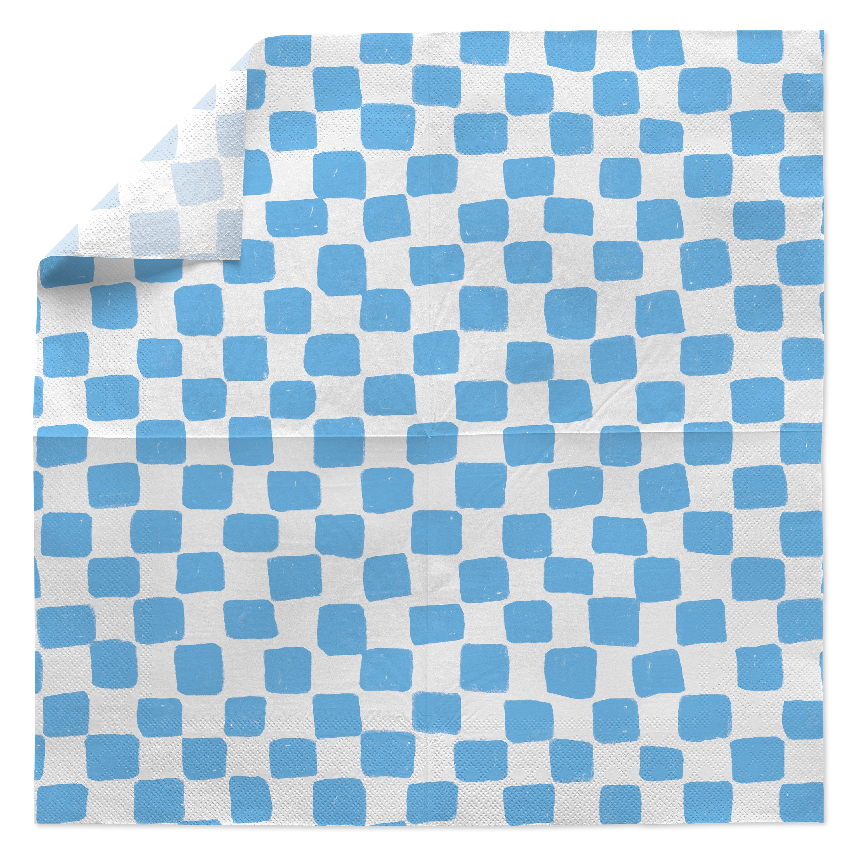 Bright Tides Blue and White Gingham Disposable Paper Napkins, 6.5" x 6.5", 20 Count, by Way To Celebrate