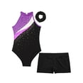 thumbnail image 4 of Hansber Gymnastics Leotards for Girls Sport Outfits Sleeveless Ballet Dance Bodysuit Unitard with Purple&Black 6, 4 of 5