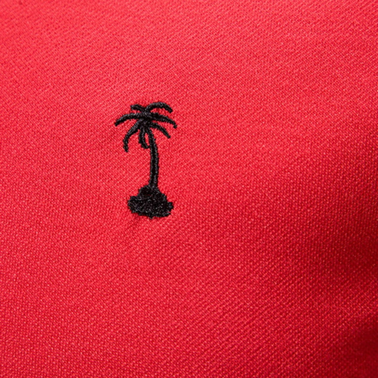 B91xZ Workout Shirts Men Spring Summer Sports Leisure Top Shirt Wicking Cotton  Lapel Short Sleeve T Big & Tall Shirts for Men Polo Shirts For Men Red M 