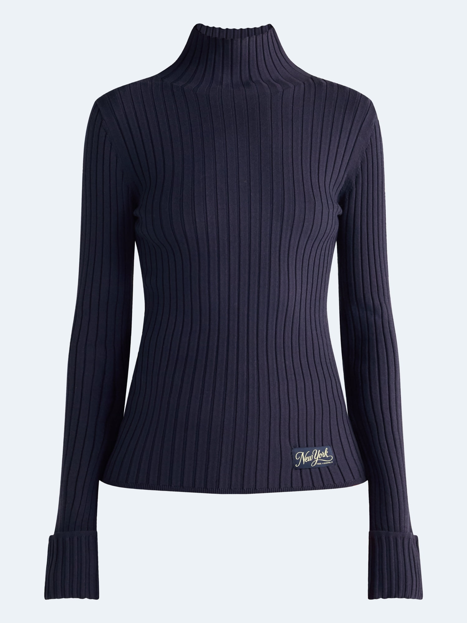 Free Assembly Women's Ribbed Mock Neck Sweater, Midweight, Sizes XXS-XXL