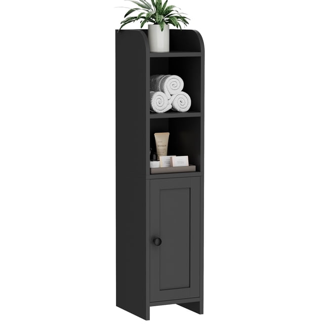 Gabinete de baño esquinero de piso Homhedy 20x18x79 cm negro