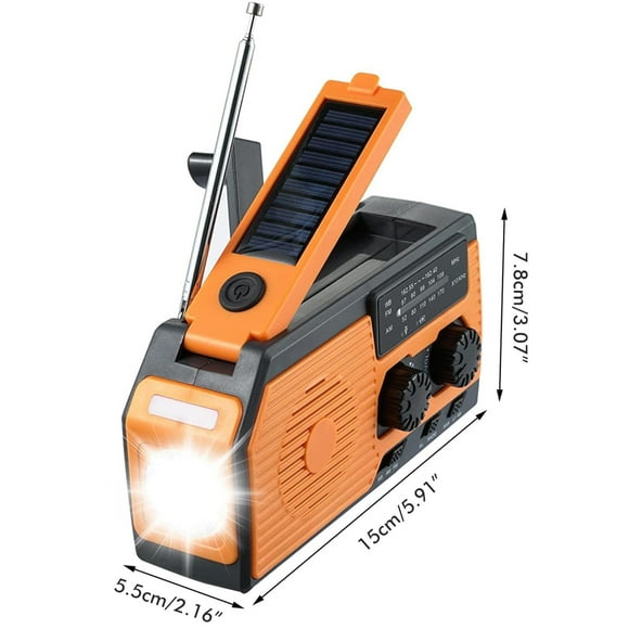 Hand Crank Emergency Solar Power Hand Crank Dynamo Generator 5000mAh Phone Charger Bank Flashlight AM//WB NOAA Weather