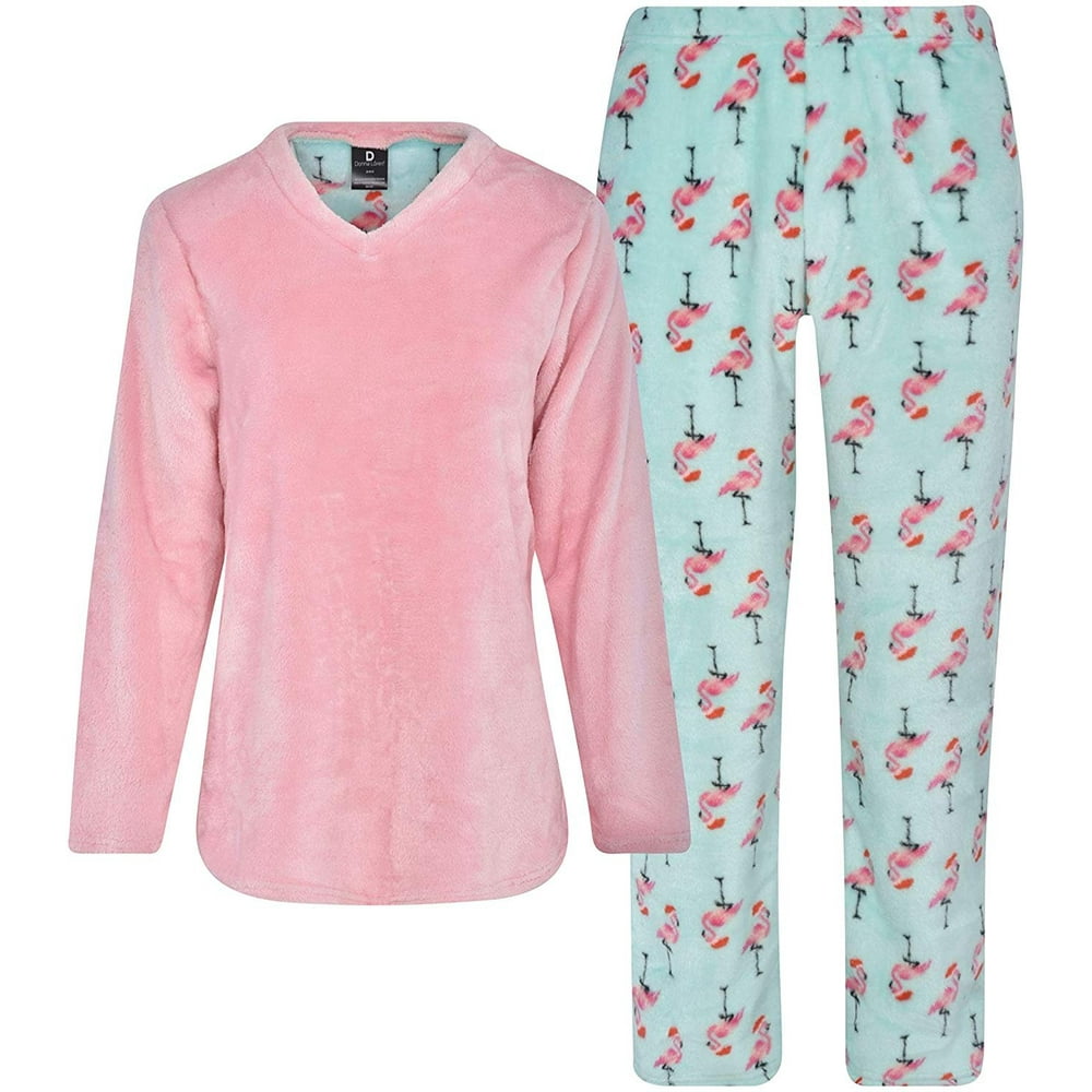 Donna L'oren - Donna L'oren Women's Fleece Pajamas Set Giftable Coral ...