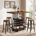 thumbnail image 3 of Finmind Kitchen Island with 3 Shelves, 39.4 Inches Width Kitchen Shelf with Large Worktop, Glass Holder, Wine Rack, Stable Metal Frame, Rustic Brown and Black, 3 of 11