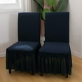 thumbnail image 5 of Chair Cover for Dining Room,Stretch Chair Slipcover with Skirt Furniture Protector Washable Non-slip Jacquard Parsons Chair Protector for Wedding Restaurant Banquet Decor-8 Pcs-Navy blue, 5 of 8