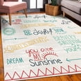 thumbnail image 3 of Adventure Decorative Rug, Various Words on Happiness and Self Value Uplifting Phrases Being Who You Are, Quality Carpet for Bedroom Dorm and Living Room, 6 Sizes, Marigold Teal, by Ambesonne, 3 of 4